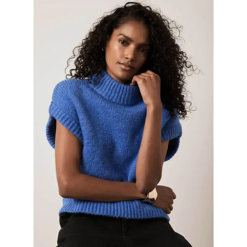 Mint Velvet Blue Knit Short Sleeve Top